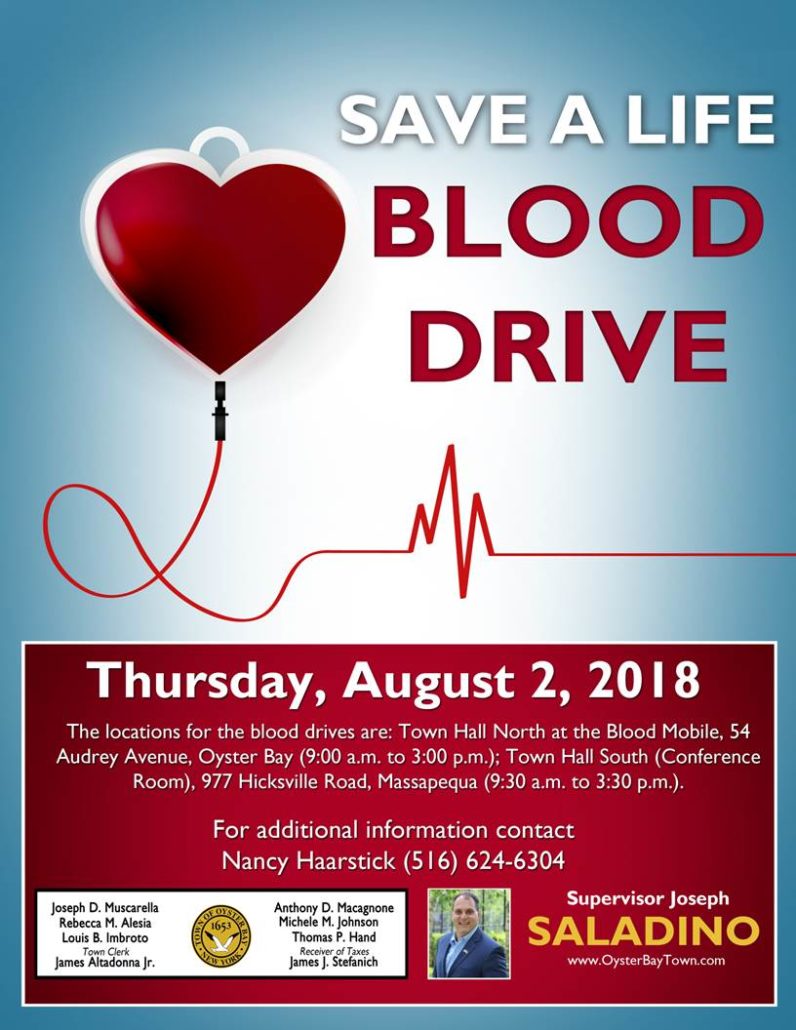Saladino, Muscarella Urge Residents to Help Fulfill Blood Shortage by Donating on August 2nd