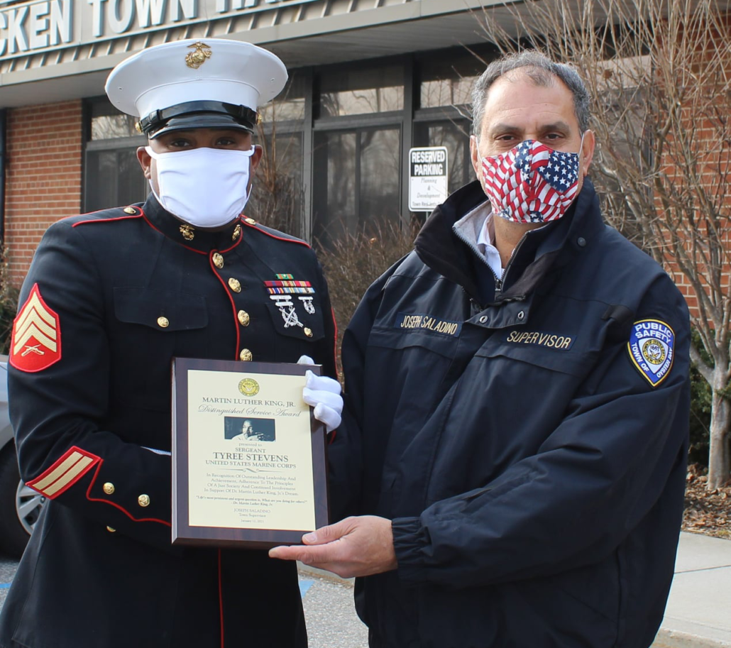 Saladino Presents Martin Luther King Jr. Distinguished Service Award to Local Marine