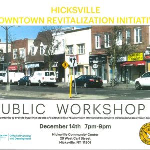 Saladino and Alesia Announce Second Public Workshop For Downtown Hicksville Revitalization Grant