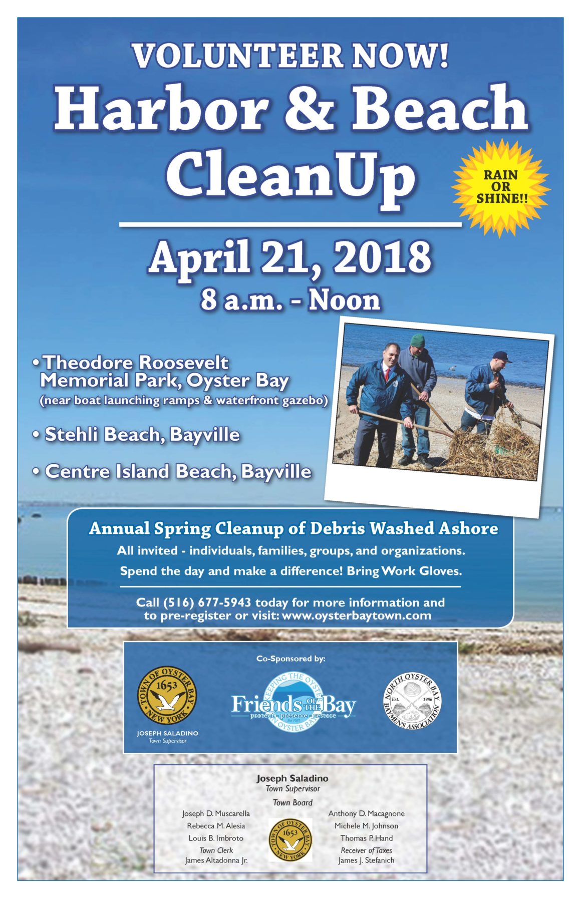 Supervisor Saladino Invites Residents to Oyster Bay Harbor & Beach Clean-Up