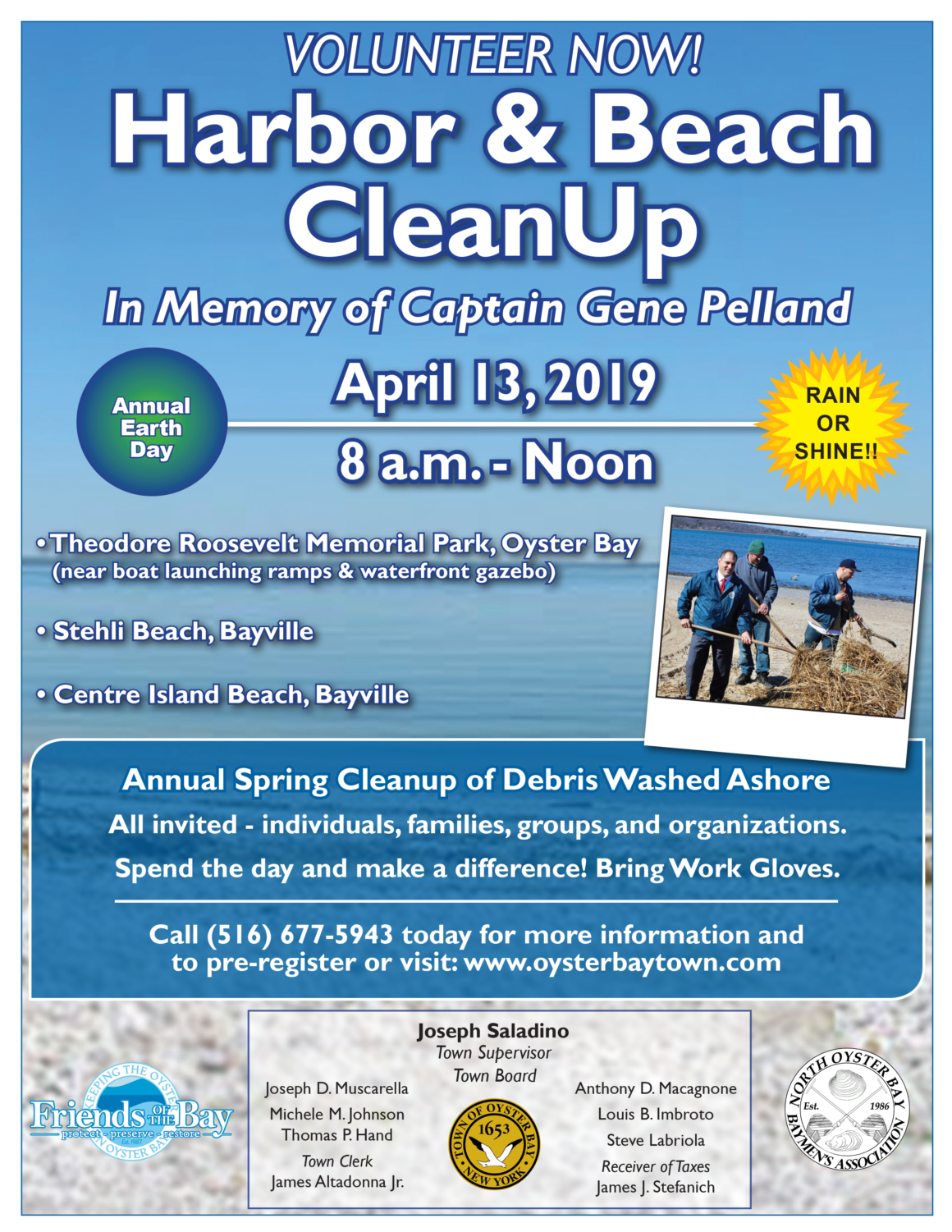 Saladino, Johnson Announce Oyster Bay Spring Harbor Cleanup April 13th