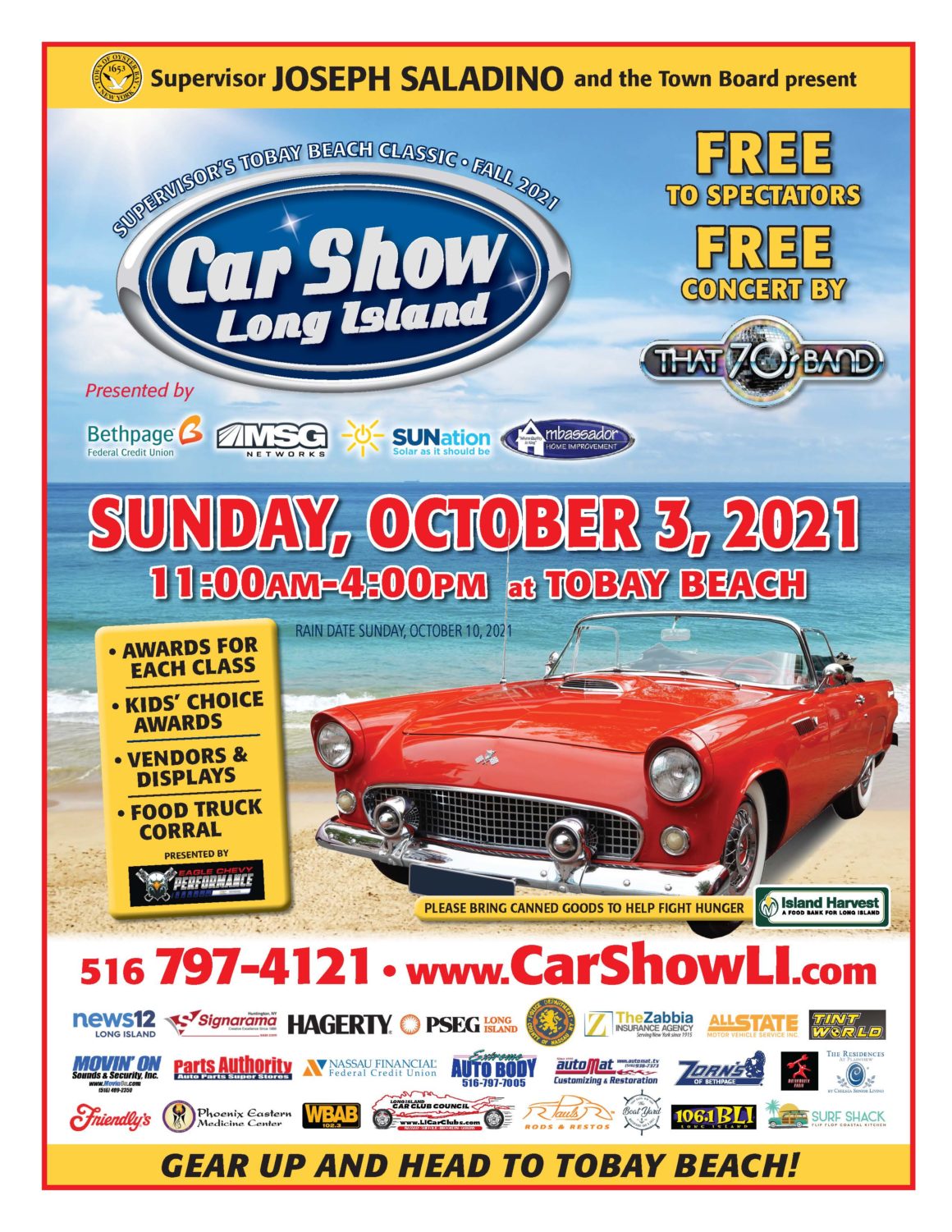 Long Island’s Largest Car Show Takes Place Sunday, October 3rd at TOBAY Beach