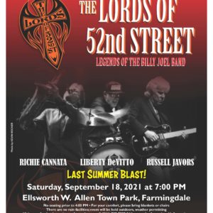 ‘One Last Summer Blast’ Concert with The Lords of 52nd Street on Saturday, September 18th