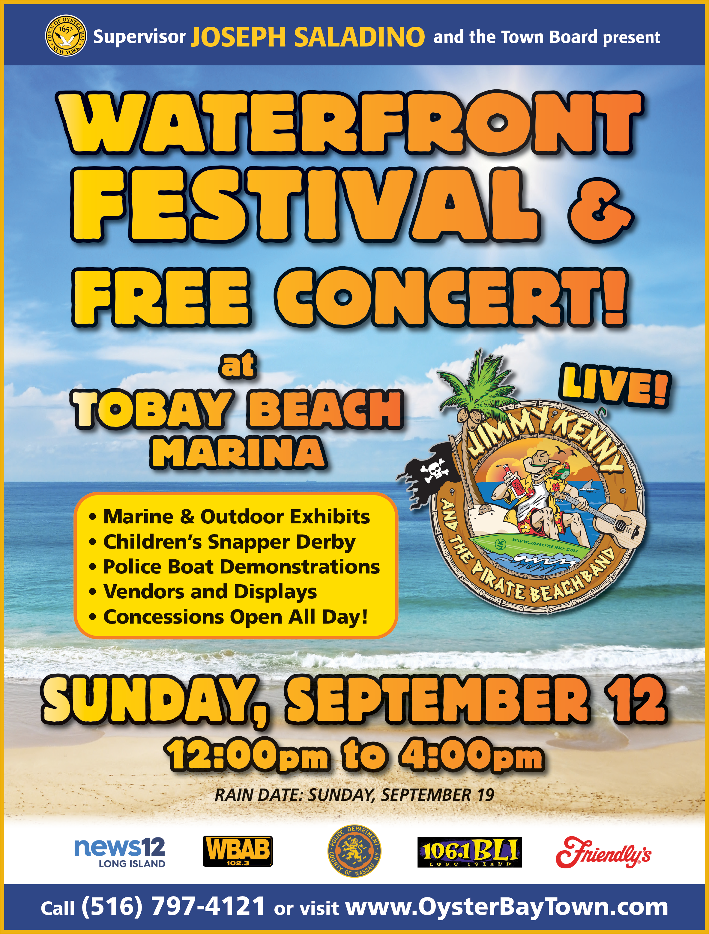 Saladino Announces Free Concert And Waterfront Festival At Tobay Beach Marina Town Of Oyster Bay