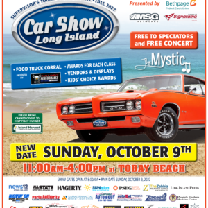 L.I.’s Largest Car Show Rescheduled to October 9th at TOBAY Beach