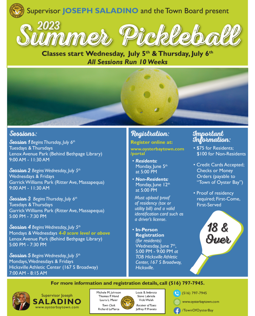 2023 Summer Pickleball – Town of Oyster Bay