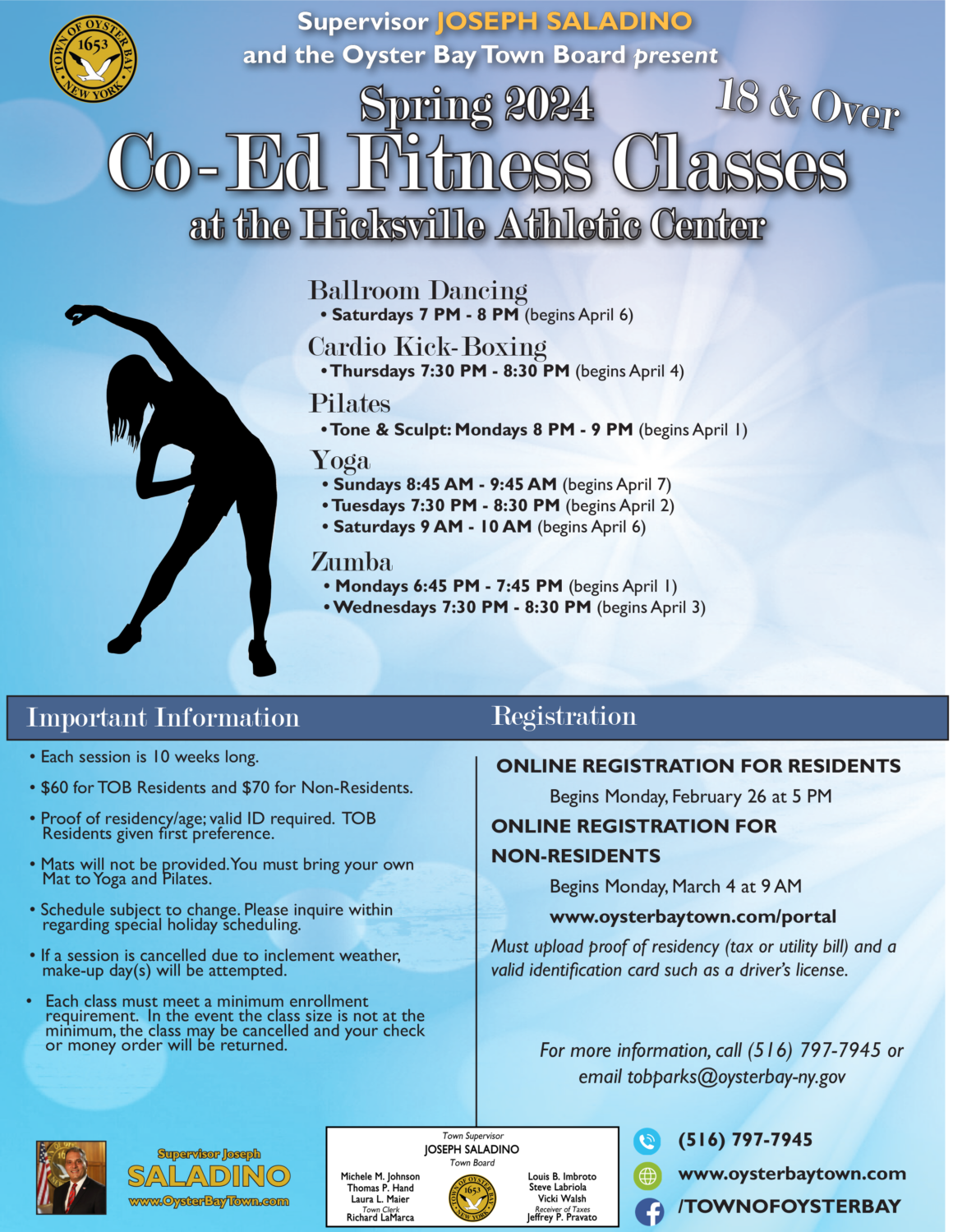 Registration Underway for Town’s Spring Co-Ed Fitness Classes
