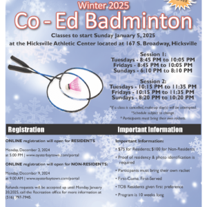 Registration Underway for Town’s Winter Co-Ed Basketball, Volleyball & Badminton Programs