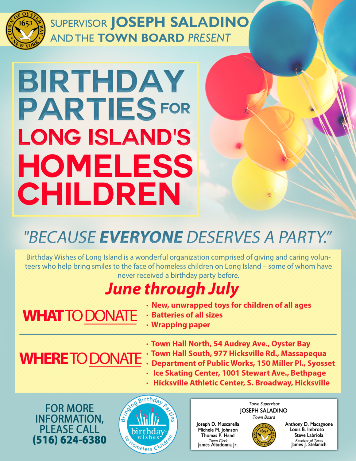 Collection Drive to Support Birthday Parties for LI’s Homeless Children