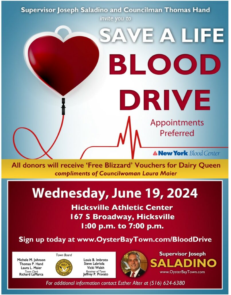 Councilman Hand Urges Residents to Give the Gift of Life by Donating Blood on June 19th