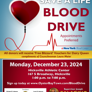 Councilman Imbroto Urges Residents to Give the Gift of Life by Donating Blood on December 23rd