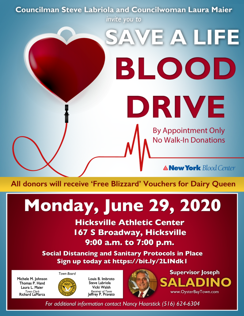 Residents Encouraged to Donate Blood June 29 in Hicksville