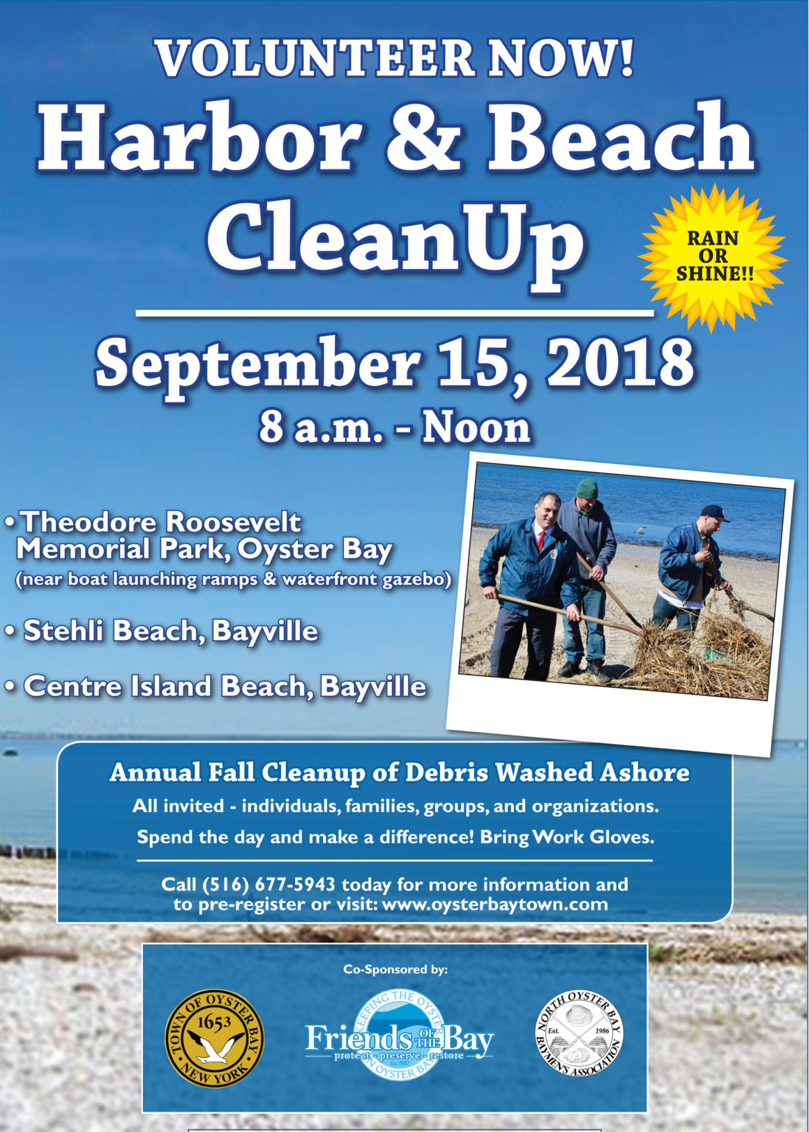 Saladino, Johnson Announce Fall Oyster Bay Harbor Cleanup September 15