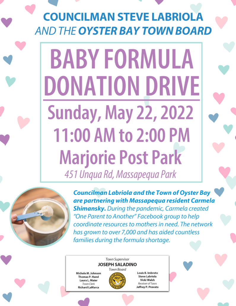 Councilman Labriola Announces Baby Formula Collection Drive