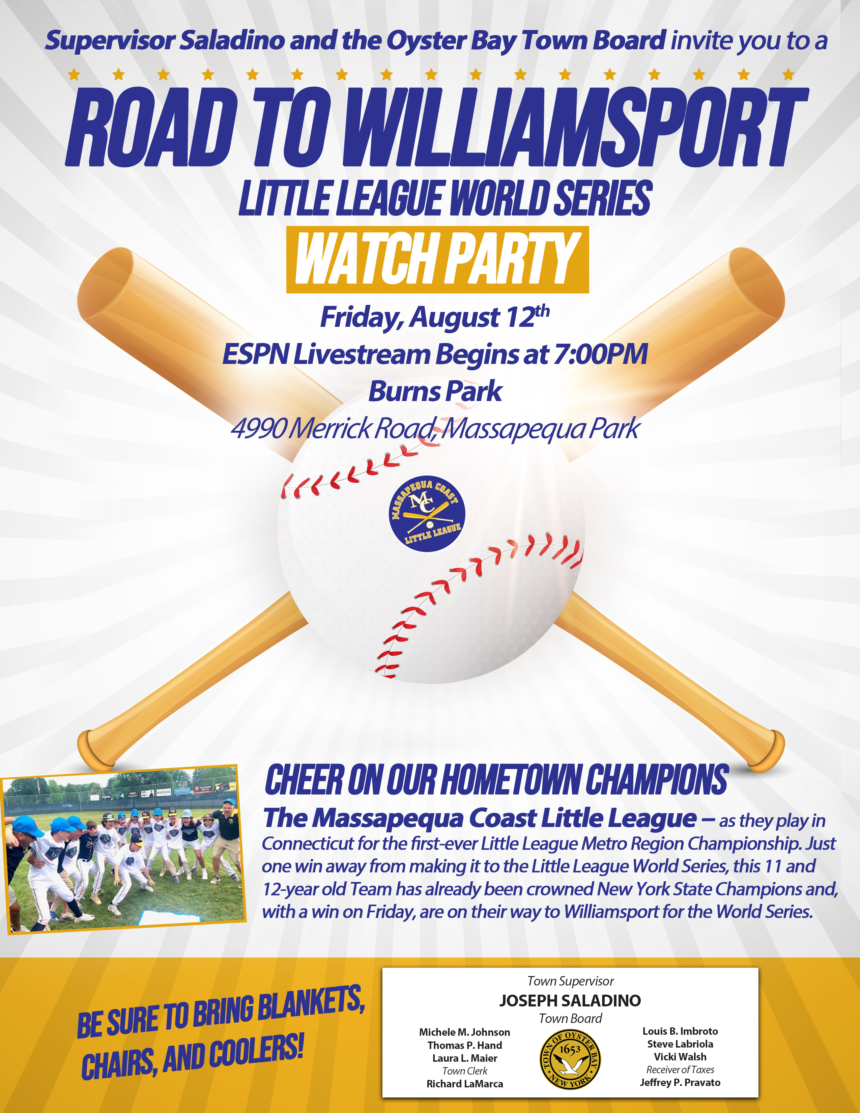 “Road to Williamsport” Little League World Series Watch Party Town of