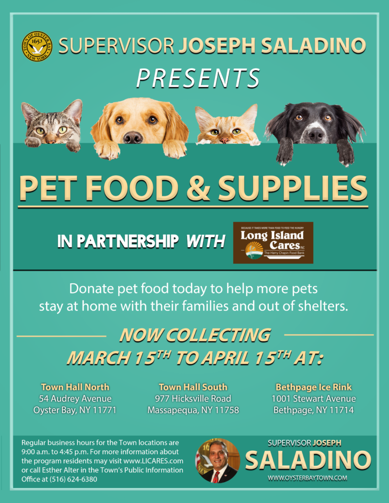 Councilman Hand Launches Pet Food  Supply Drive with LI Cares