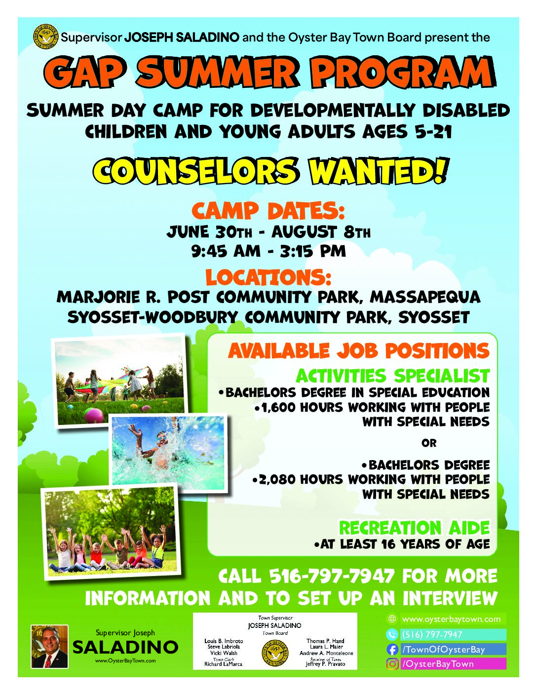 Monteleone: Counselors Wanted for Summer GAP Program