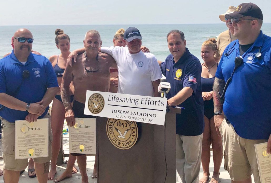 Town Honors TOBAY Lifeguards for Saving Life of Fellow Lifeguard