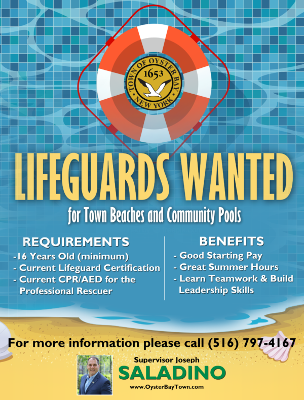 Town Announces Lifeguard Employment Opportunities At Town Pools And Beaches Town Of Oyster Bay 