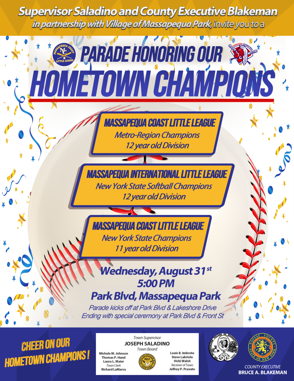 Parade Scheduled to Honor Massapequa Little League Championship Teams