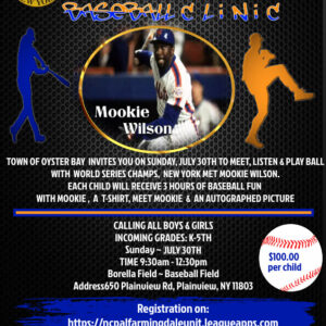 Town to Host Youth Baseball Clinic with NY Mets Legend Mookie Wilson