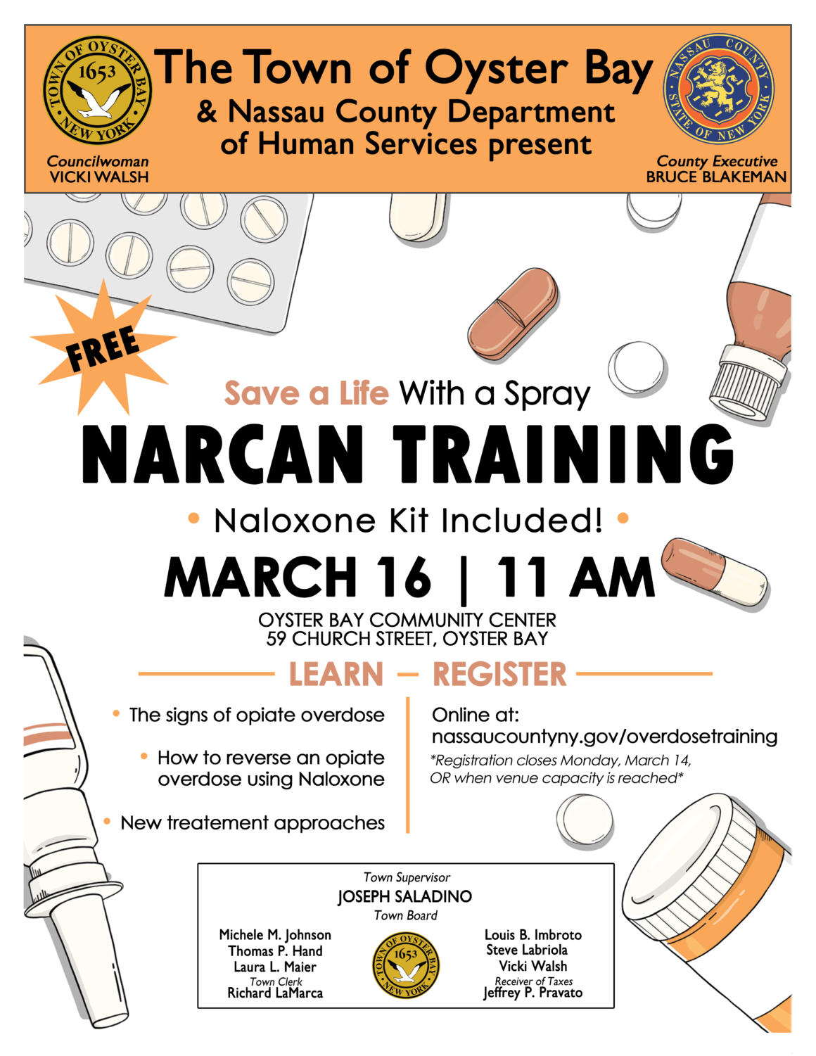 Walsh & Blakeman Partner to Offer Free Narcan Training Session to Residents