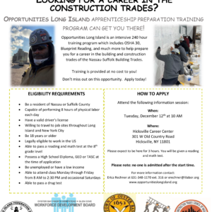 Saladino Announces Free Construction Apprentice Training Program