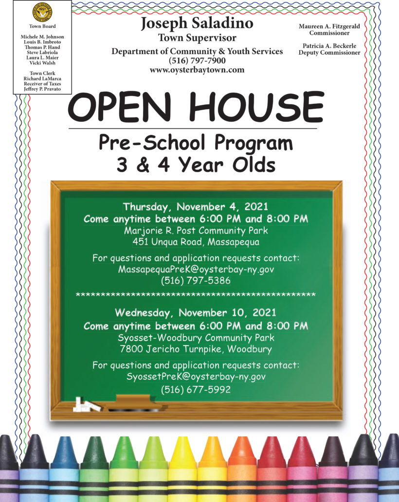 Councilwoman Johnson Announces Open House for Town Pre-School Programs