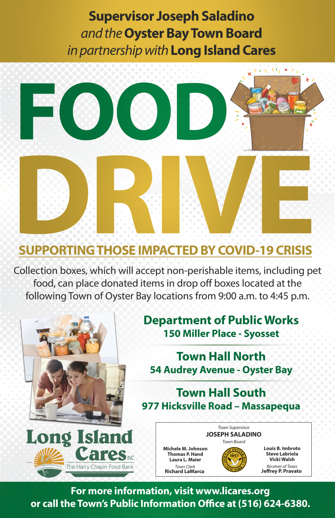 Town Partners with LI Cares to Host Local Food Drive