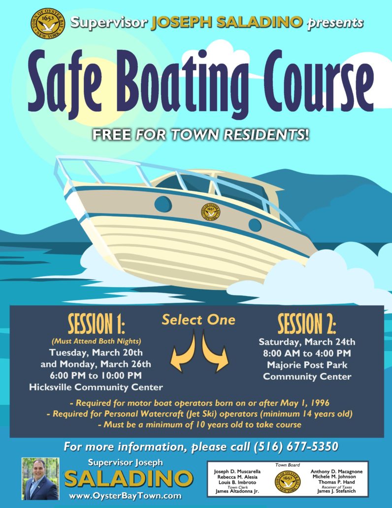 Saladino and Johnson Announce Free  Boating Safety Seminar