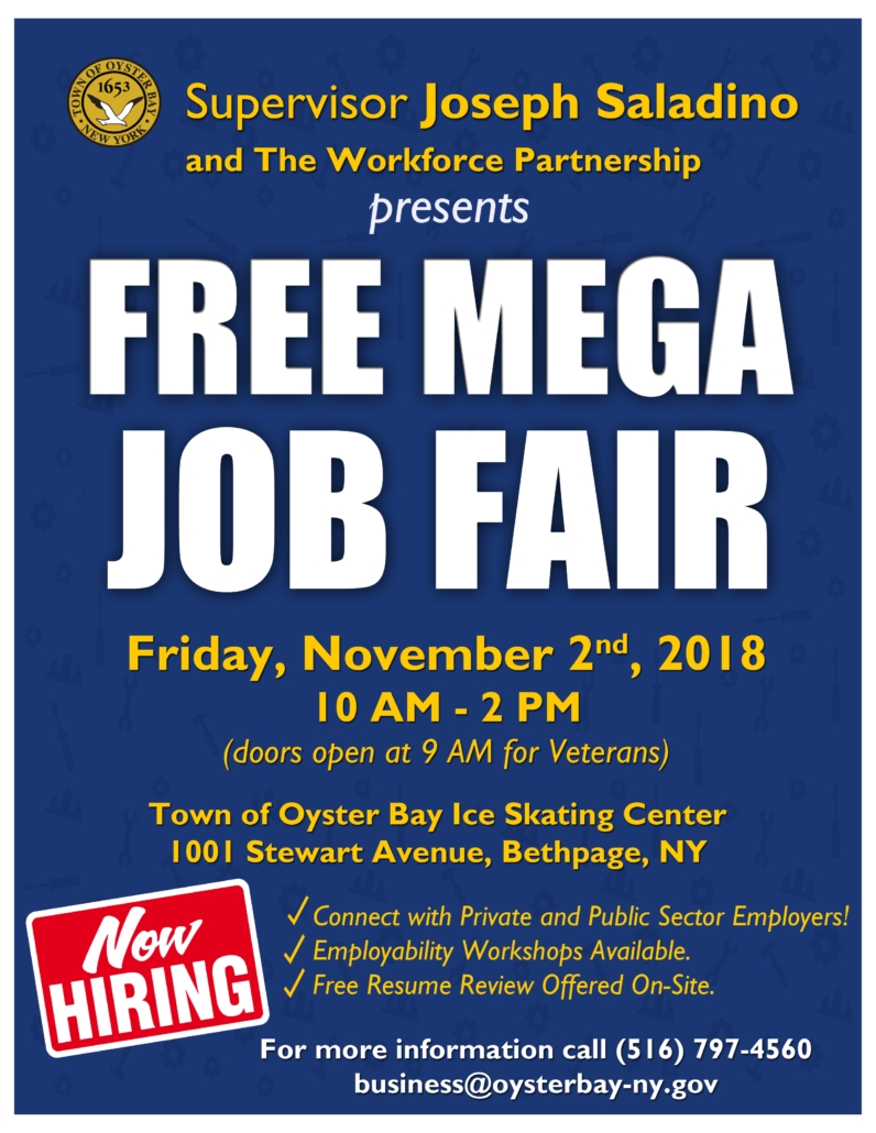 Saladino Announces Mega Job Fair at Town of Oyster Bay Ice Skating Center