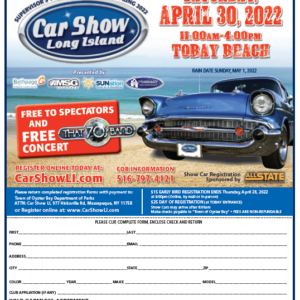 Long Island’s Largest Car Show on April 30th at TOBAY Beach