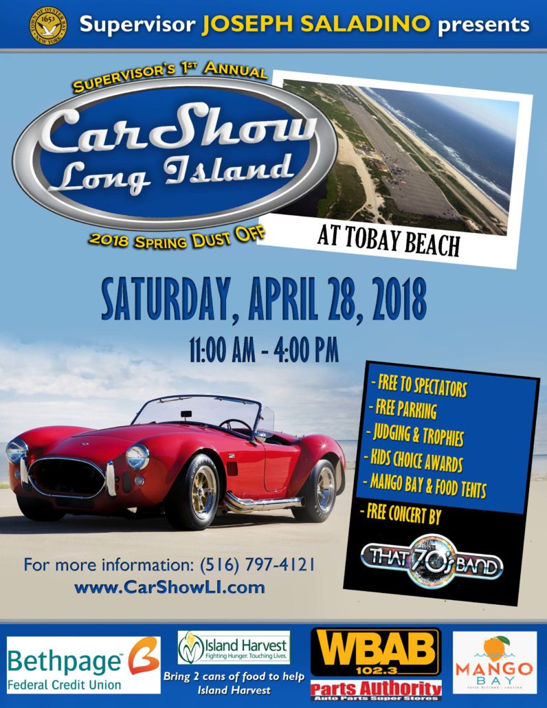 Saladino Announces “Car Show Long Island” Spring Dust Off at TOBAY Beach on April 28th